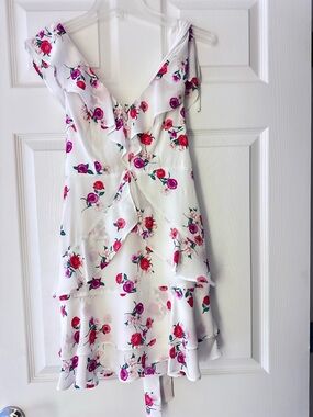 Express White Floral Ruffle Zip Dress Size 00